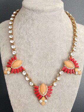 Bead and clear glass statement necklace